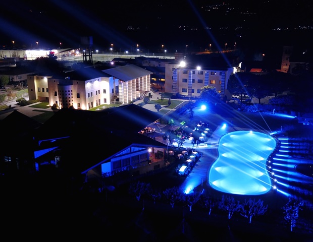 Villa Quaranta Tommasi Wine Hotel & Spa - Aerial Colored Swimming Pool Night View
